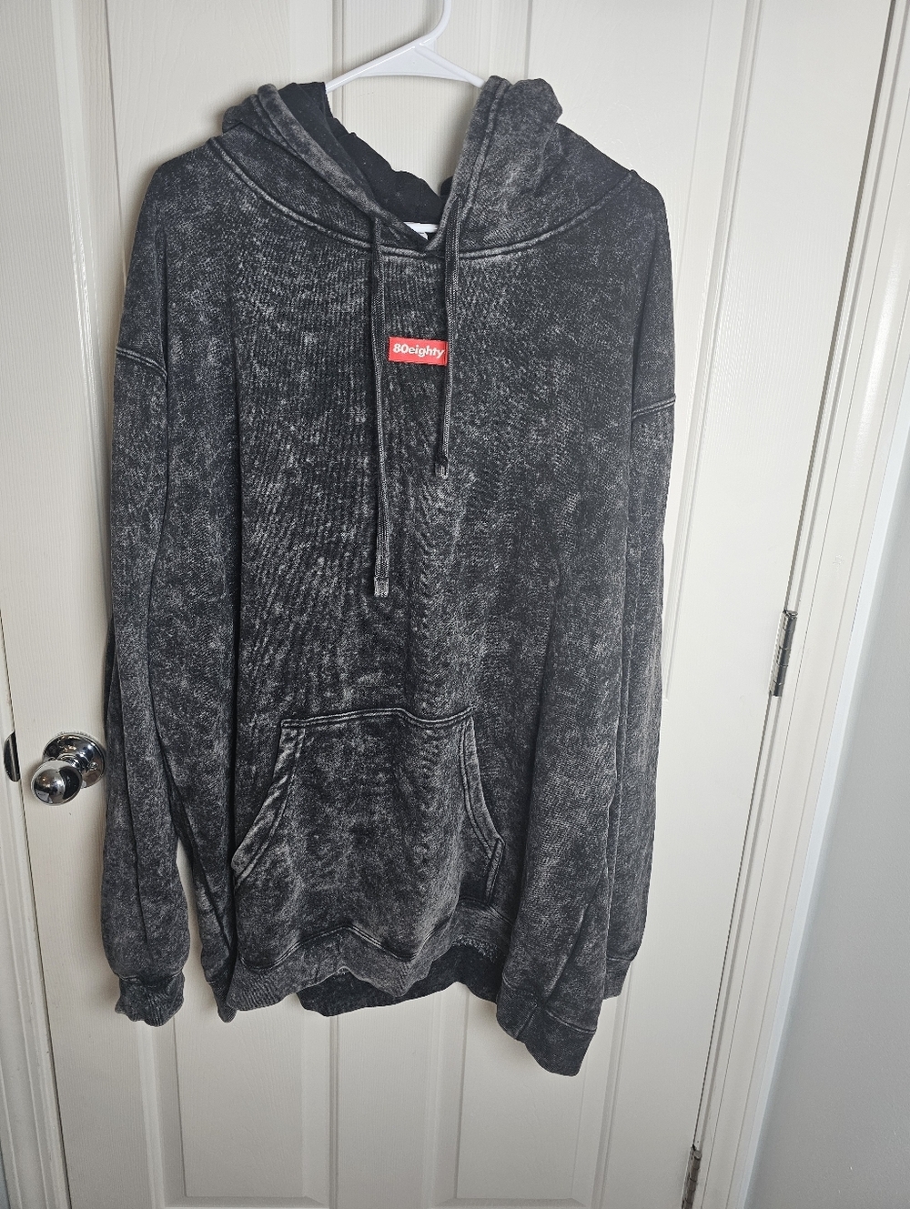 80eighty Men Hoodie Sweatshirt Pullover Black Acid Wash Size 3XL